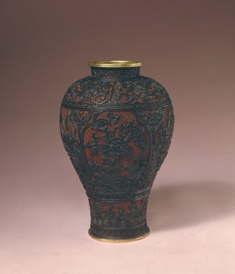 图片[2]-Black and bright plum vase with flower-and-bird pattern-China Archive